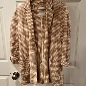Madewell Brown and White Checkered Jacket